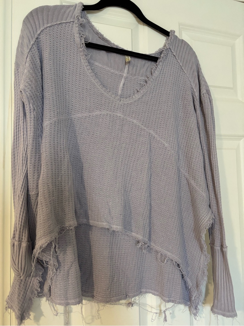 free people Lavender Washed Waffle-Knit Women's Pullover